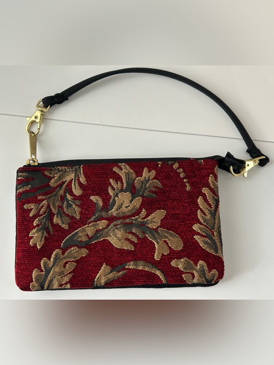 Danny K. Handbags - Danny K Tapestry Trio Wristlet Pouch Red Gold Baroque Floral Scroll Made in USA